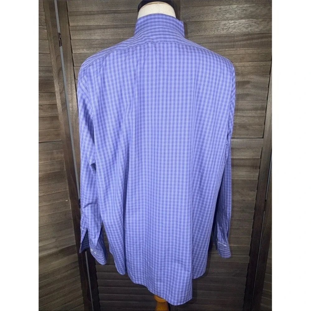 Polo Ralph Lauren Andrew Mens Purple Plaid Button Down Shirt 17.5 36/37 Cotton